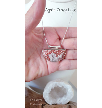 Pendentif Agate Crazy Lace – Pierre d’équilibre et d’ancrage – Argent 925