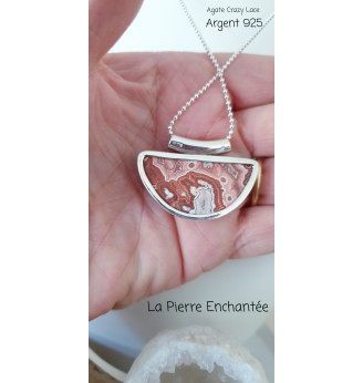 Pendentif Agate Crazy Lace – Pierre d’équilibre et d’ancrage – Argent 925