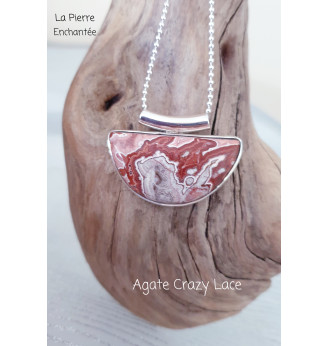 Pendentif Agate Crazy Lace – Pierre d’équilibre et d’ancrage – Argent 925