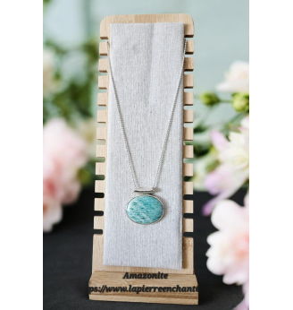 Pendentif Amazonite ovale et Argent 925– Douceur et Sérénité