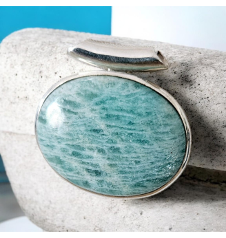 Pendentif Amazonite ovale et Argent 925– Douceur et Sérénité