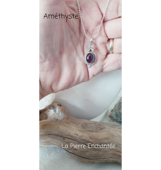 Pendentif Améthyste , Argent 925 - Énergie et Harmonie