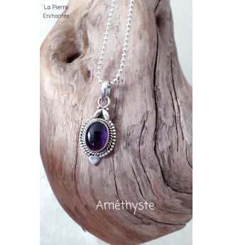 Pendentif Améthyste , Argent 925 - Énergie et Harmonie