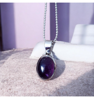 Pendentif Améthyste naturelle en Argent 925 – Bijou bien-être