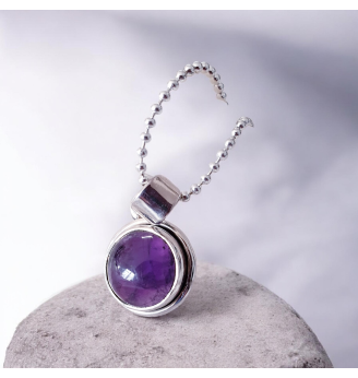 Pendentif Améthyste rond et Argent 925 – Harmonie et Clarté