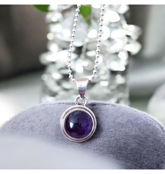 Pendentif Améthyste rond et Argent 925 – Harmonie et Clarté