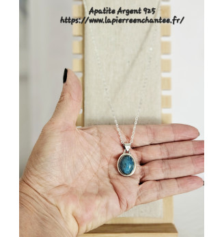Pendentif Apatite et Argent 925 – Pierre de Sérénité et de Transformation