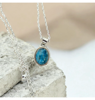 Pendentif Apatite et Argent 925 – Pierre de Sérénité et de Transformation