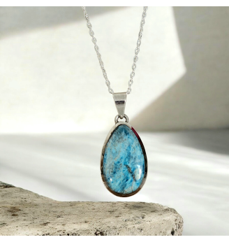 Pendentif Apatite et Argent 925 – Pierre d’Équilibre et d’Inspiration
