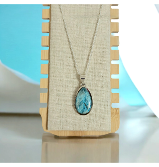 Pendentif Apatite et Argent 925 – Pierre d’Équilibre et d’Inspiration