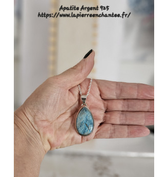 Pendentif Apatite et Argent 925 – Pierre d’Équilibre et d’Inspiration