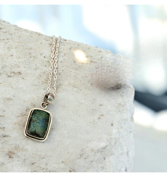 Pendentif Azurite-Malachite en Argent 925 – Pierre d’intuition et d’harmonie