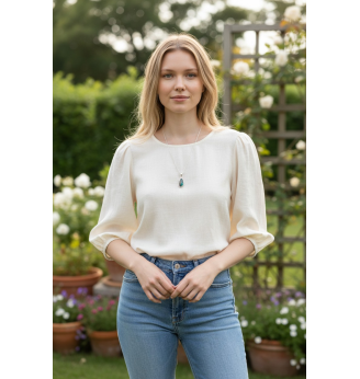 Pendentif Azurite-Malachite en Argent 925 – Bijou pierre naturelle lithothérapie