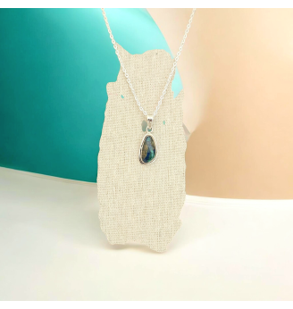 Pendentif Azurite-Malachite en Argent 925 – Bijou pierre naturelle lithothérapie