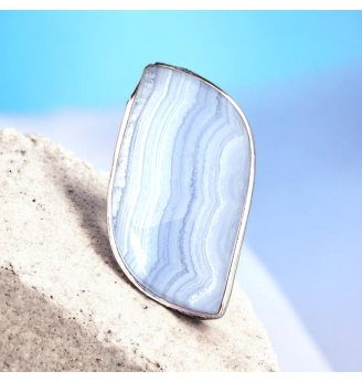 Pendentif Calcédoine Bleue Losange – Argent 925 – Pierre Apaisante
