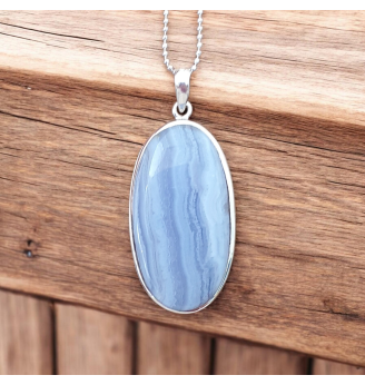Pendentif Calcédoine Bleue...