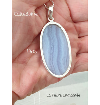 Pendentif Calcédoine Bleue Ovale – Argent 925 – Souffle de Sérénité