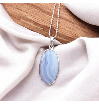 Pendentif Calcédoine Bleue...