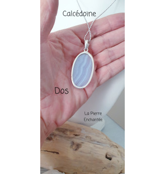 Pendentif Calcédoine Bleue – Argent 925 – Symbole de Paix Intérieure