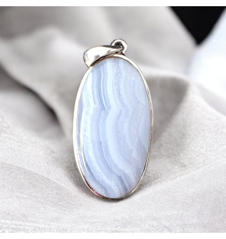 Pendentif Calcédoine Bleue – Argent 925 – Symbole de Paix Intérieure