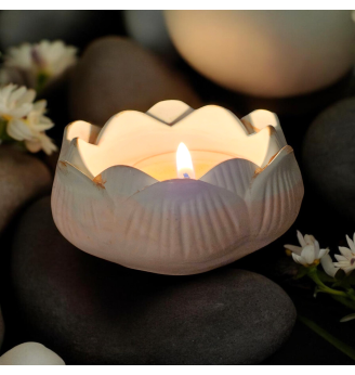 Photophore bougeoir Lotus en Résine Naturelle – Ambiance Zen et Romantique