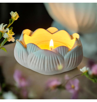 Photophore bougeoir Lotus en Résine Naturelle – Ambiance Zen et Romantique