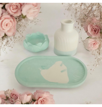 Ensemble vase et photophore lotus en résine – décoration douce et élégante