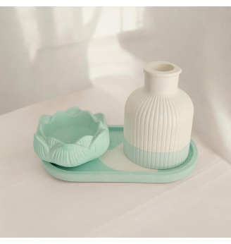 Ensemble vase et photophore lotus en résine – décoration douce et élégante