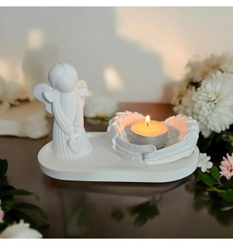 Ensemble Céleste Ange et Ailes d’Anges en Résine Blanche Naturelle
