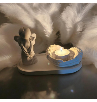 Ensemble Céleste Ange et Ailes d’Anges en Résine Blanche Naturelle