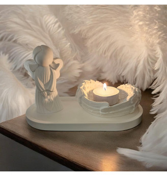 Ensemble Céleste Ange et Ailes d’Anges en Résine Blanche Naturelle