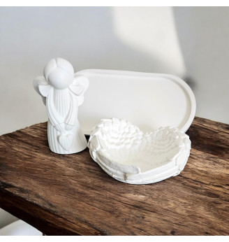 Ensemble Céleste Ange et Ailes d’Anges en Résine Blanche Naturelle