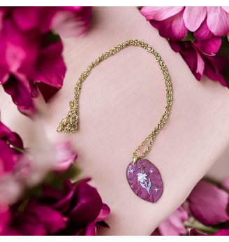 Pendentif bougainvillier véritable en résine cristal fait main