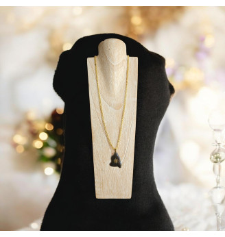 Pendentif en résine noire, soleil doré, forme libre ,fait main bohème chic