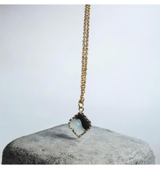 Pendentif en résine cristal glitter noir et vert pastel – Élégant et raffiné