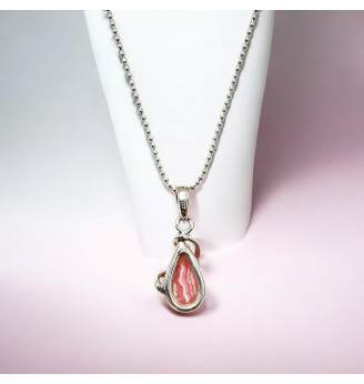 Pendentif en Rhodochrosite naturelle Argent 925 – Bijou en pierre naturelle sertie