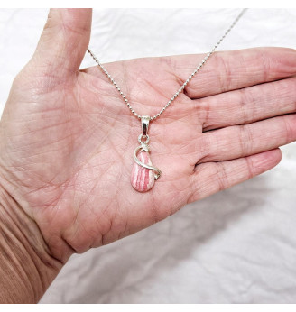 Pendentif en Rhodochrosite naturelle Argent 925 – Bijou en pierre naturelle sertie