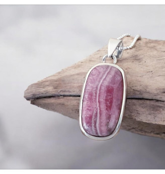 Pendentif en Rhodochrosite naturelle et Argent 925 – Élégance authentique