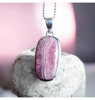 Pendentif en Rhodochrosite naturelle et Argent 925 – Élégance authentique