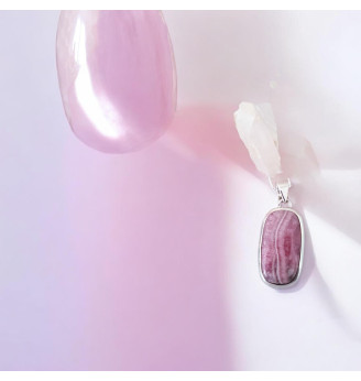 Pendentif en Rhodochrosite naturelle et Argent 925 – Élégance authentique