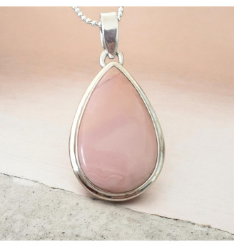 Pendentif en Opale Rose Naturelle en Argent 925 – Bijou en Pierre Naturelle