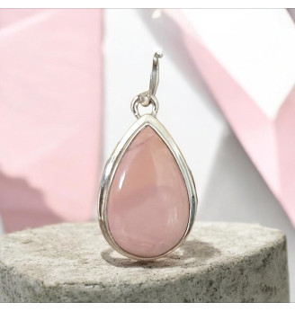 Pendentif en Opale Rose Naturelle en Argent 925 – Bijou en Pierre Naturelle