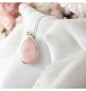 Pendentif en Opale Rose Naturelle en Argent 925 – Bijou en Pierre Naturelle