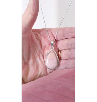 Pendentif en Opale Rose Naturelle en Argent 925 – Bijou en Pierre Naturelle