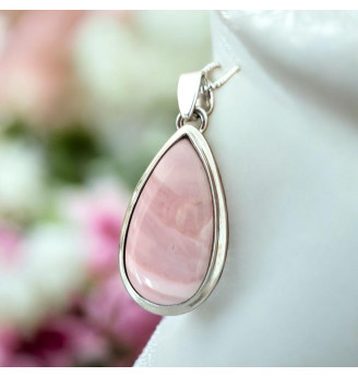 Pendentif en Opale Rose Argent 925 – Pierre Naturelle Authentique