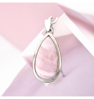 Pendentif en Opale Rose Argent 925 – Pierre Naturelle Authentique
