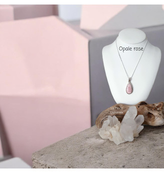 Pendentif en Opale Rose Argent 925 – Pierre Naturelle Authentique