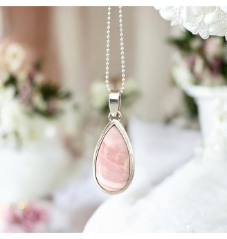 Pendentif en Opale Rose Argent 925 – Pierre Naturelle Authentique