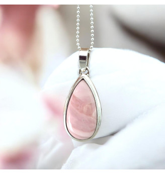 Pendentif en Opale Rose Argent 925 – Pierre Naturelle Authentique