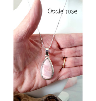 Pendentif en Opale Rose Argent 925 – Pierre Naturelle Authentique